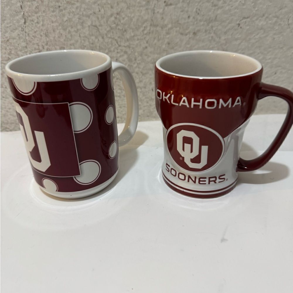 Oklahoma University Sooners set of 2 Tea Coffee Cup Mugs Athletic OU